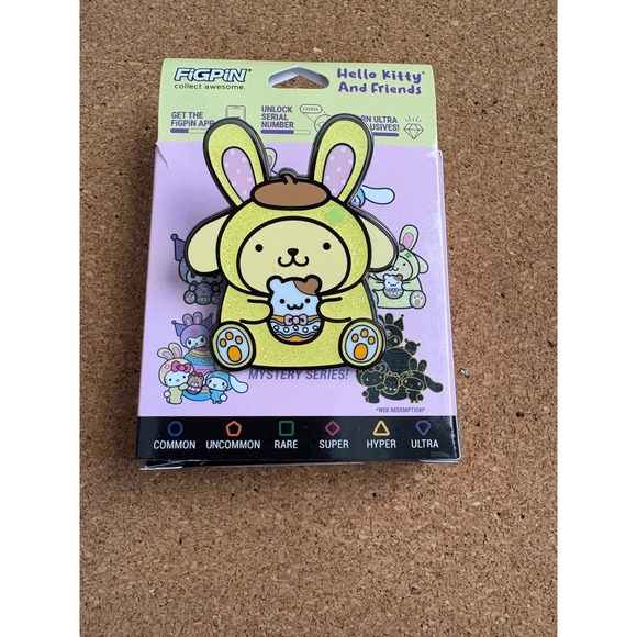 FiGPiN Hello Kitty and Friends Easter Outfits- PomPomPurin (Glitter) Hyper Rare - Picture 1 of 2